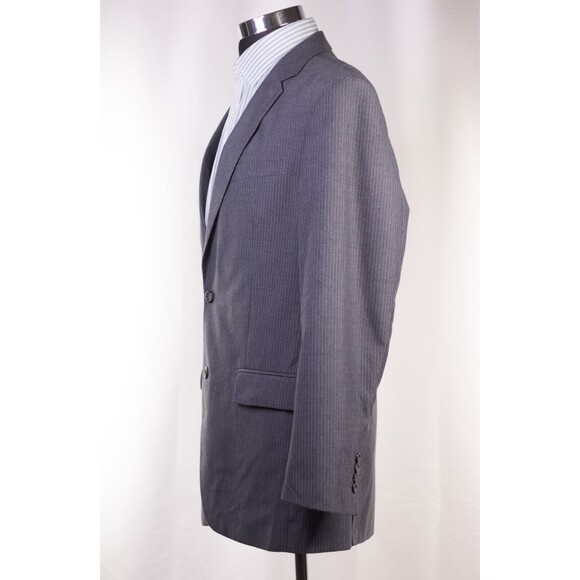Merona Navy Gray Stripe Sport Coat 42L Polyester Blend Blazer 2 Button - Picture 4 of 13